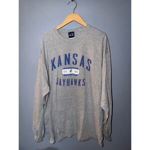 AS Sports Kansas Jayhawks Long Sleeve Graphic T-Shirt Gray Mens XXL Collegiate